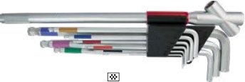 9-pc Extra Long Ball Point Hex Key Wrench Set With 3-WAY Bar (Hex Key Wrenches), item 10CEOBK1AW3F